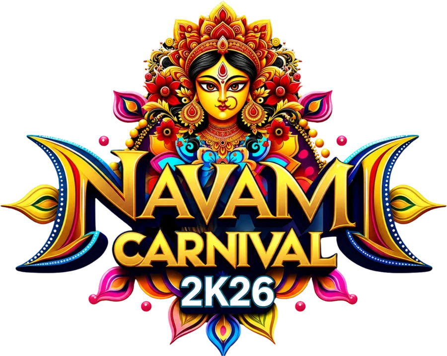 Navami Carnival 2K26 — Durga illustration and logo